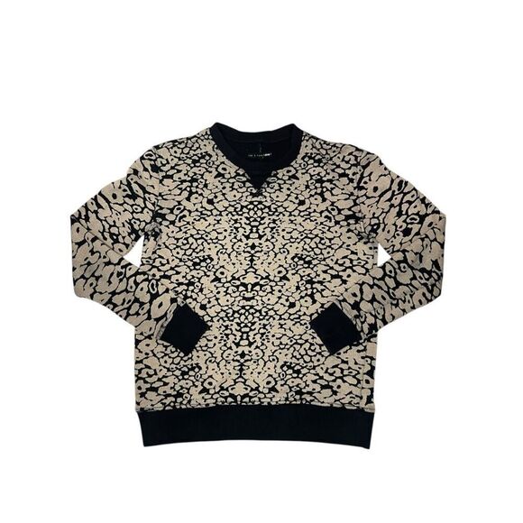 Rag & Bone Women’s XS Amoeba Knit Sweater Black & Beige Crewneck Cotton Stretch - Picture 4 of 7